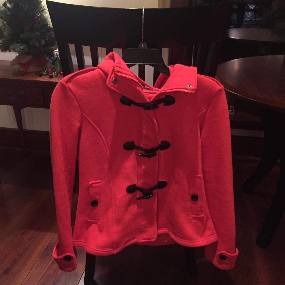 Orange sweatshirt pea coat - Picture 1 of 4
